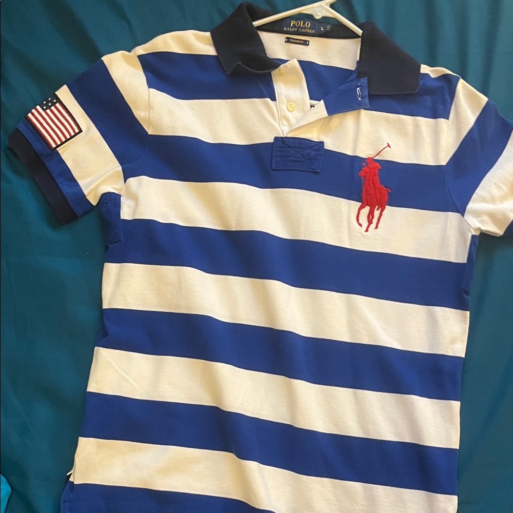 Polo by Ralph Lauren Blue and White Striped Shirt